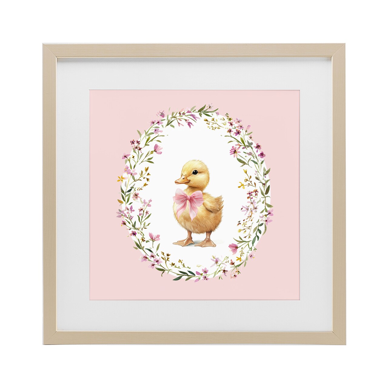 Stupell Industries Blush Pink Duckling Framed Print Under Glass, design by Christine Simpson Art